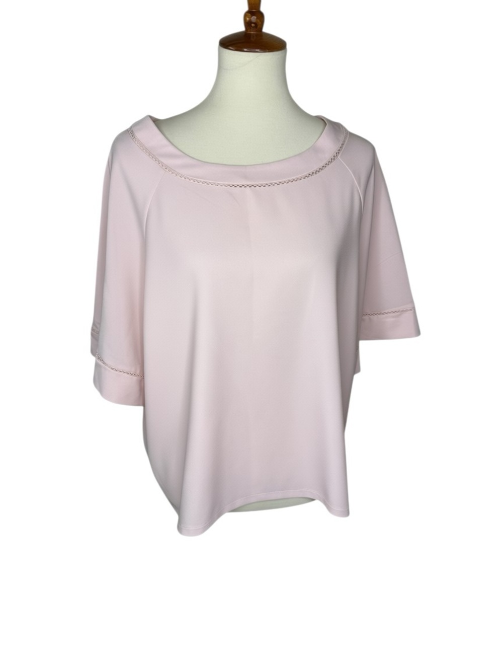 Ava & Viv 2X Nouveau Pink Blouse Plus Size Short Sleeve Open Trim Top